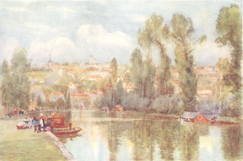 CHARENTE. Angoulême. Boats. River bank. Figures 1907 old antique print picture